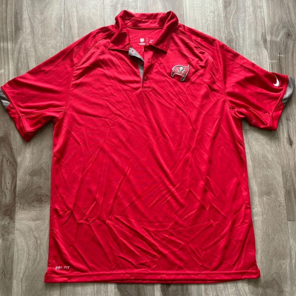 Nike‎ Tampa Bay Buccaneers NFL On-Field Polo Shirt Men's Large Red Dri-Fit Golf